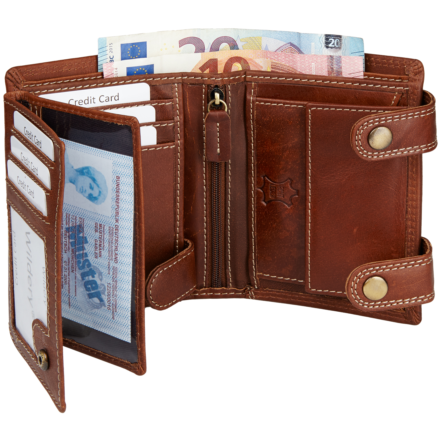 Wildery® Premium Leder Bikergeldbörse mit Kette