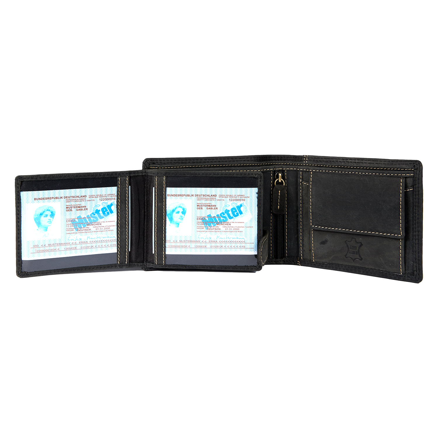 Herren Vintage Voll Leder Geldbörse mit RFID und NFC Schutz im Querformat