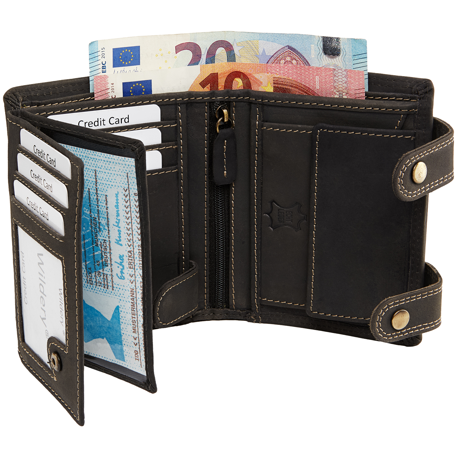 Wildery® Premium Leder Bikergeldbörse mit Kette