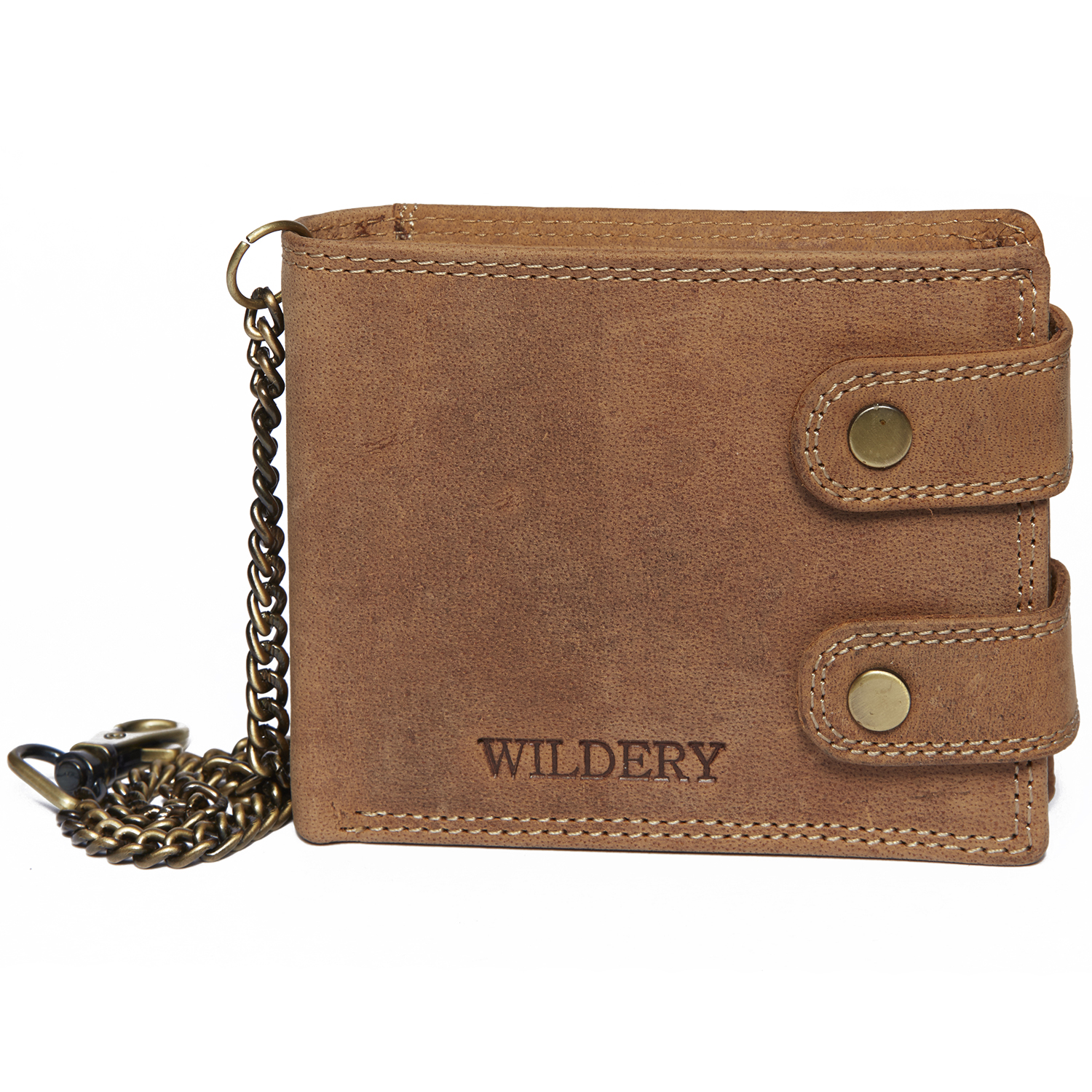 Herren Voll Leder Geldbörse mit RFID und NFC Schutz im Vintage Look mit Sicherheitskette in Beige