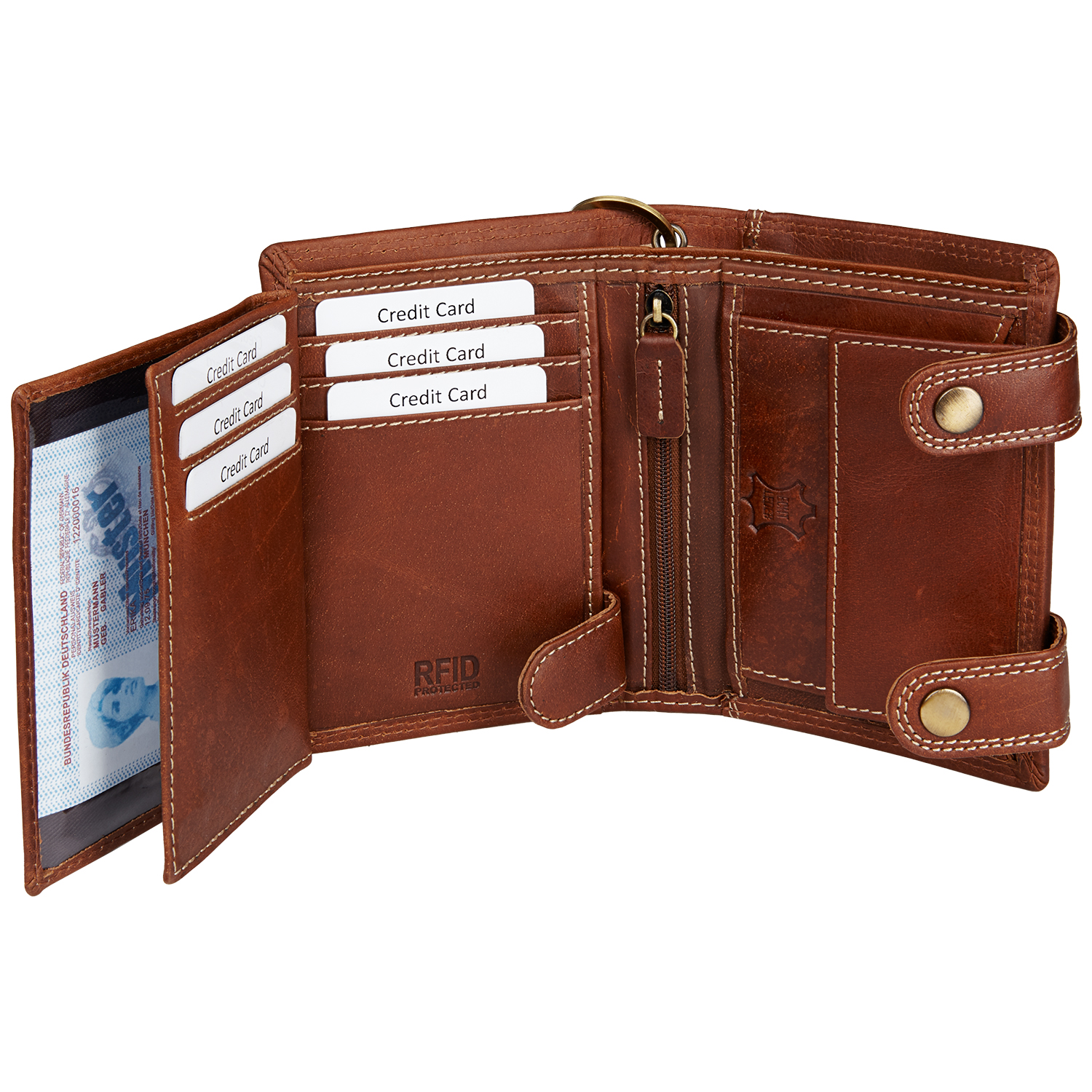 Wildery® Premium Leder Bikergeldbörse mit Kette