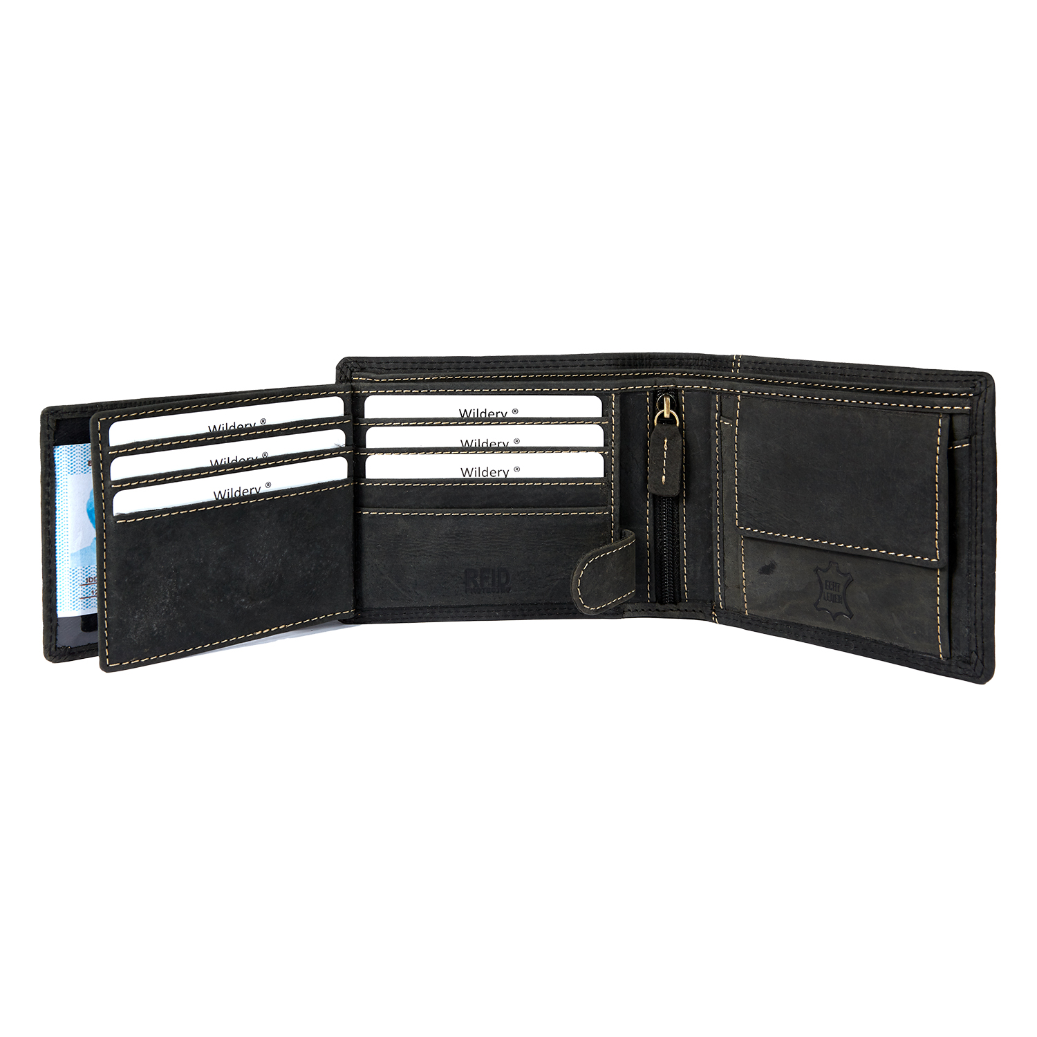 Herren Vintage Voll Leder Geldbörse mit RFID und NFC Schutz im Querformat