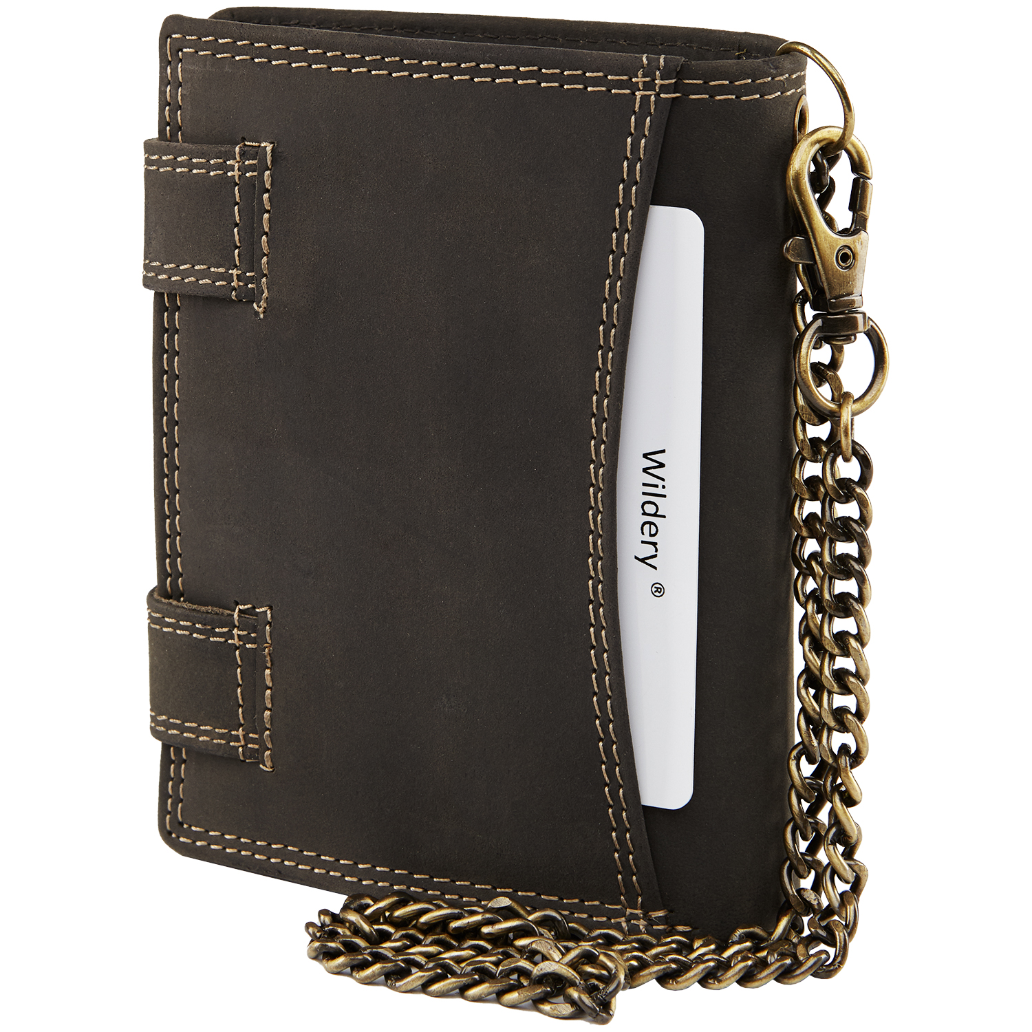 Wildery® Premium Leder Bikergeldbörse mit Kette