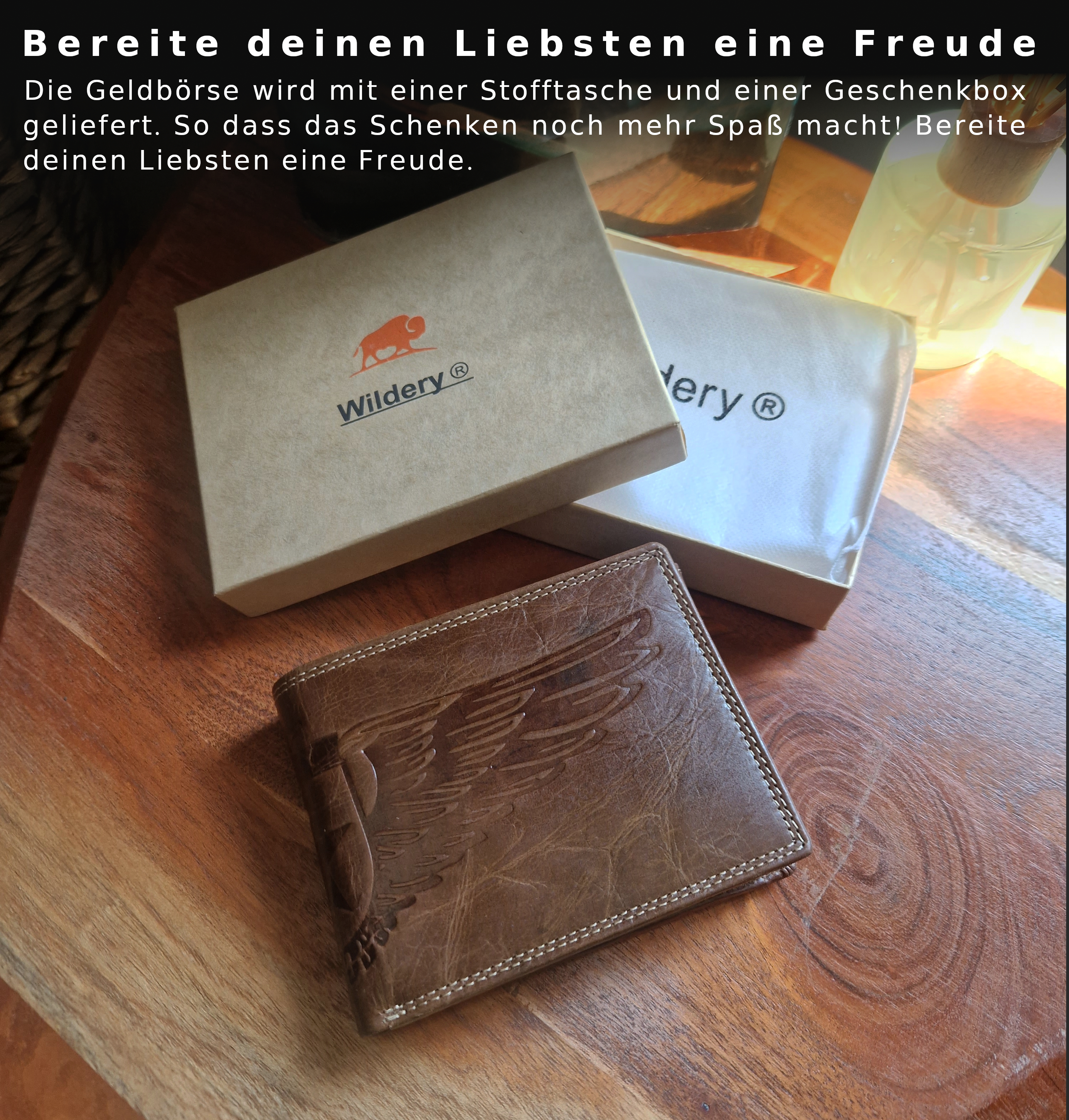 Wildery Herren Geldbörse aus Leder mit integriertem RFID Schutz mit Adler #WI121C