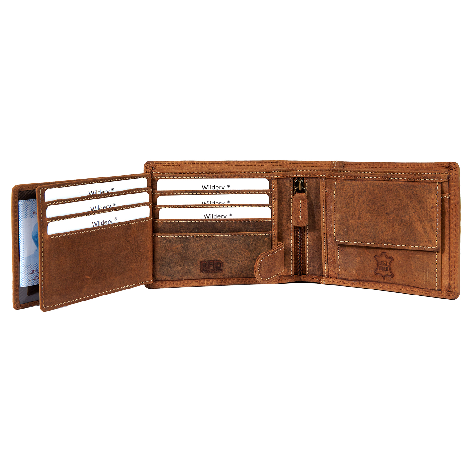 Herren Vintage Voll Leder Geldbörse mit RFID und NFC Schutz im Querformat