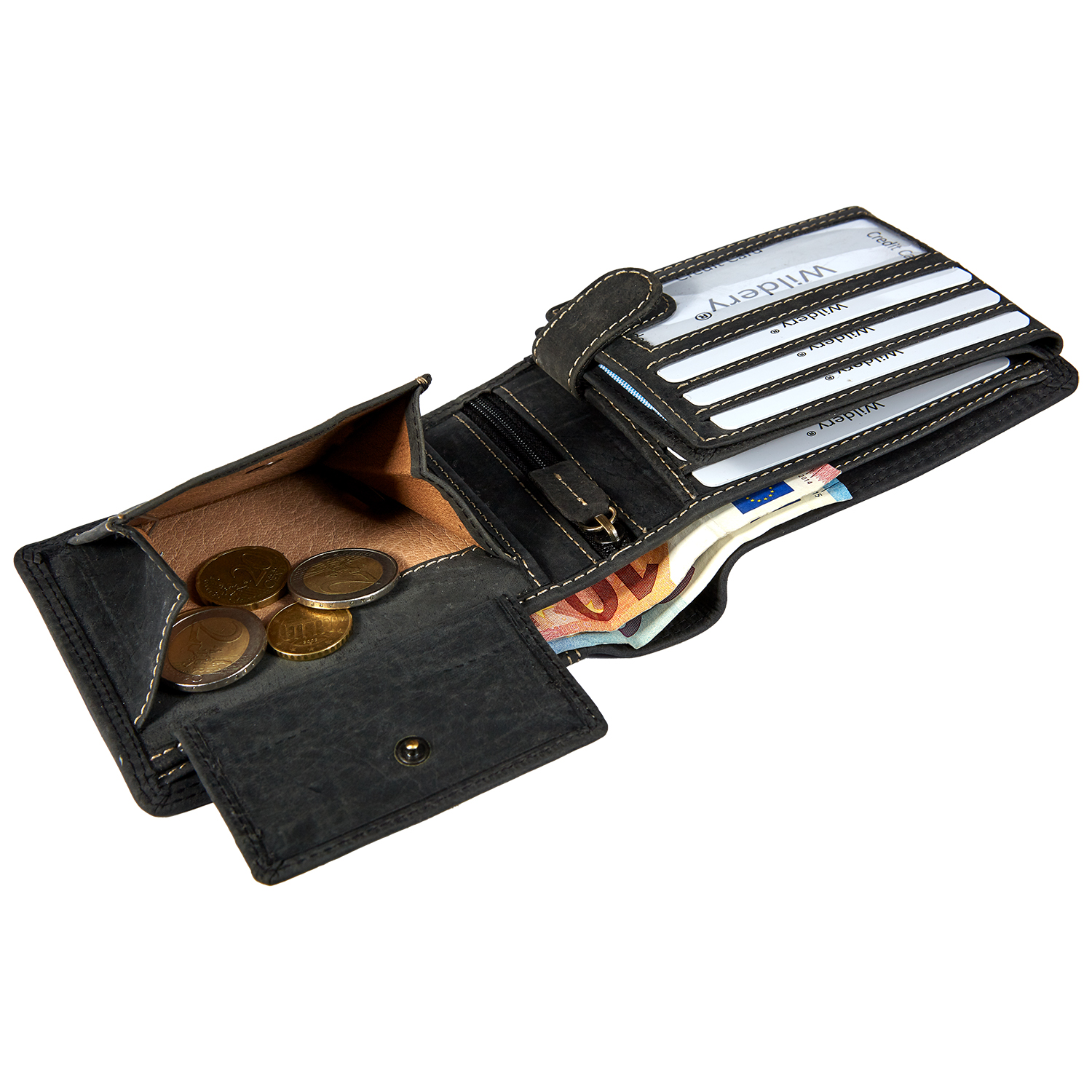 Herren Vintage Voll Leder Geldbörse mit RFID und NFC Schutz im Querformat