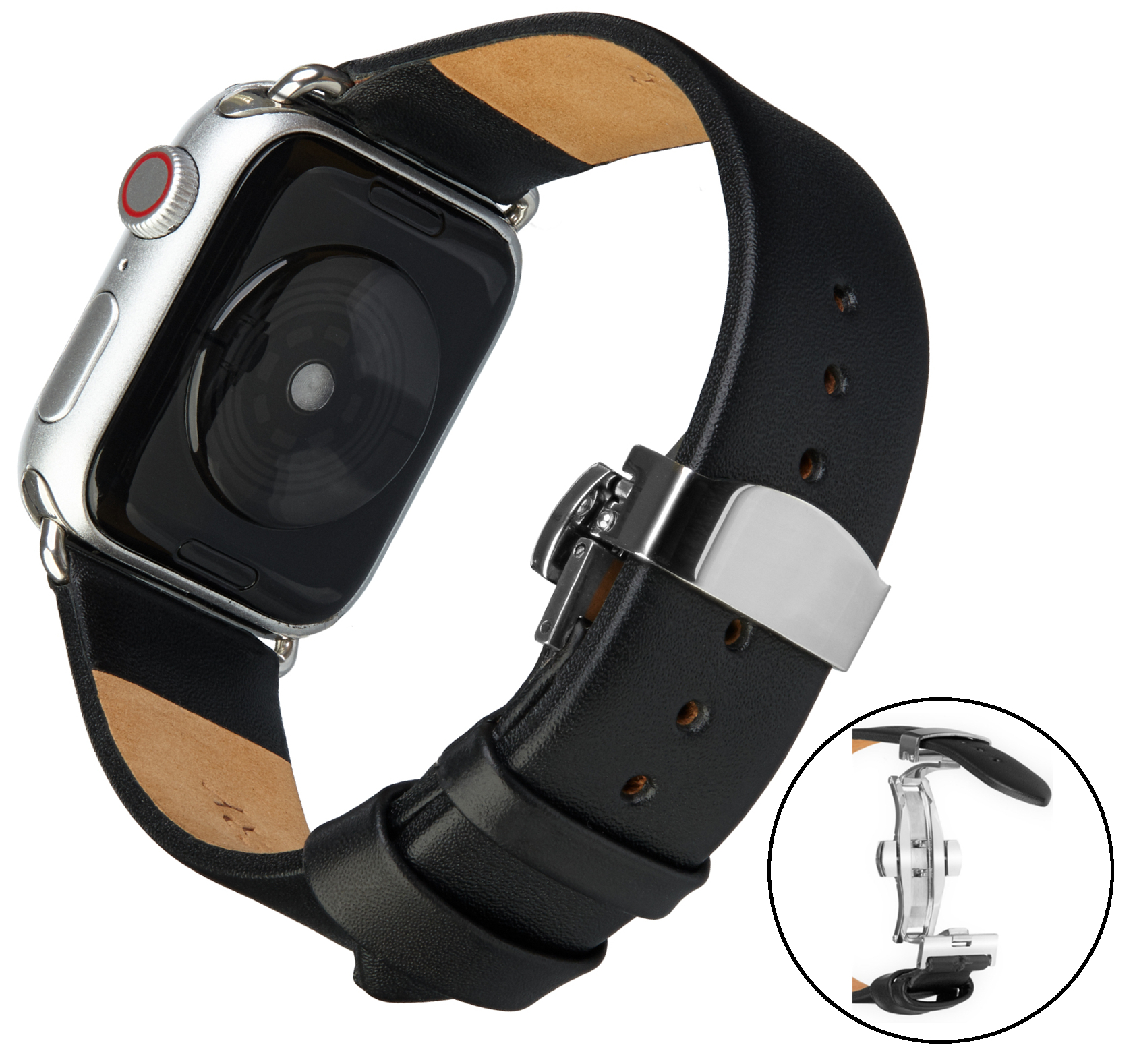 Wildery Ersatz Leder Armband mit Faltschließe für die Apple Watch Series 1 bis 7