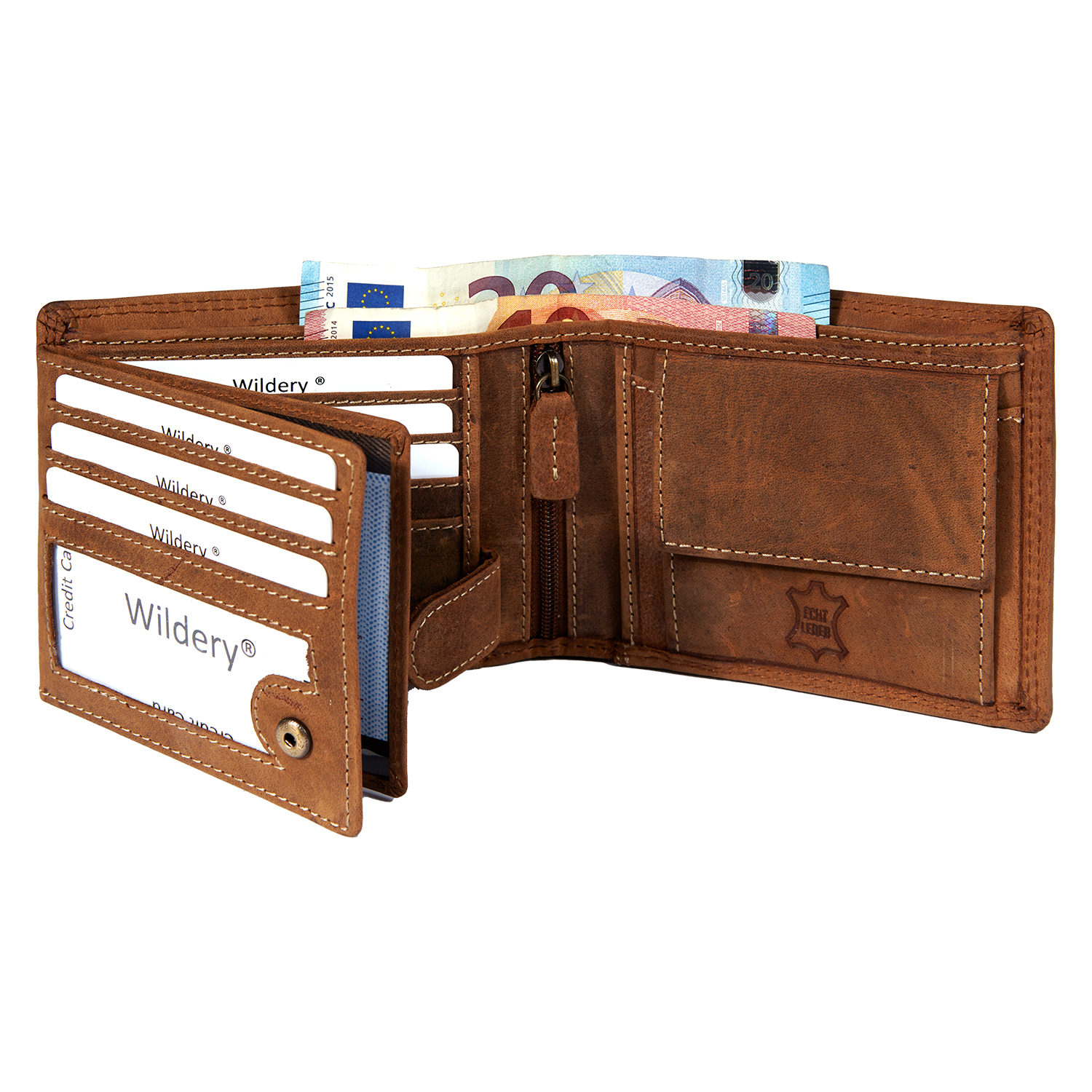 Herren Vintage Voll Leder Geldbörse mit RFID und NFC Schutz im Querformat