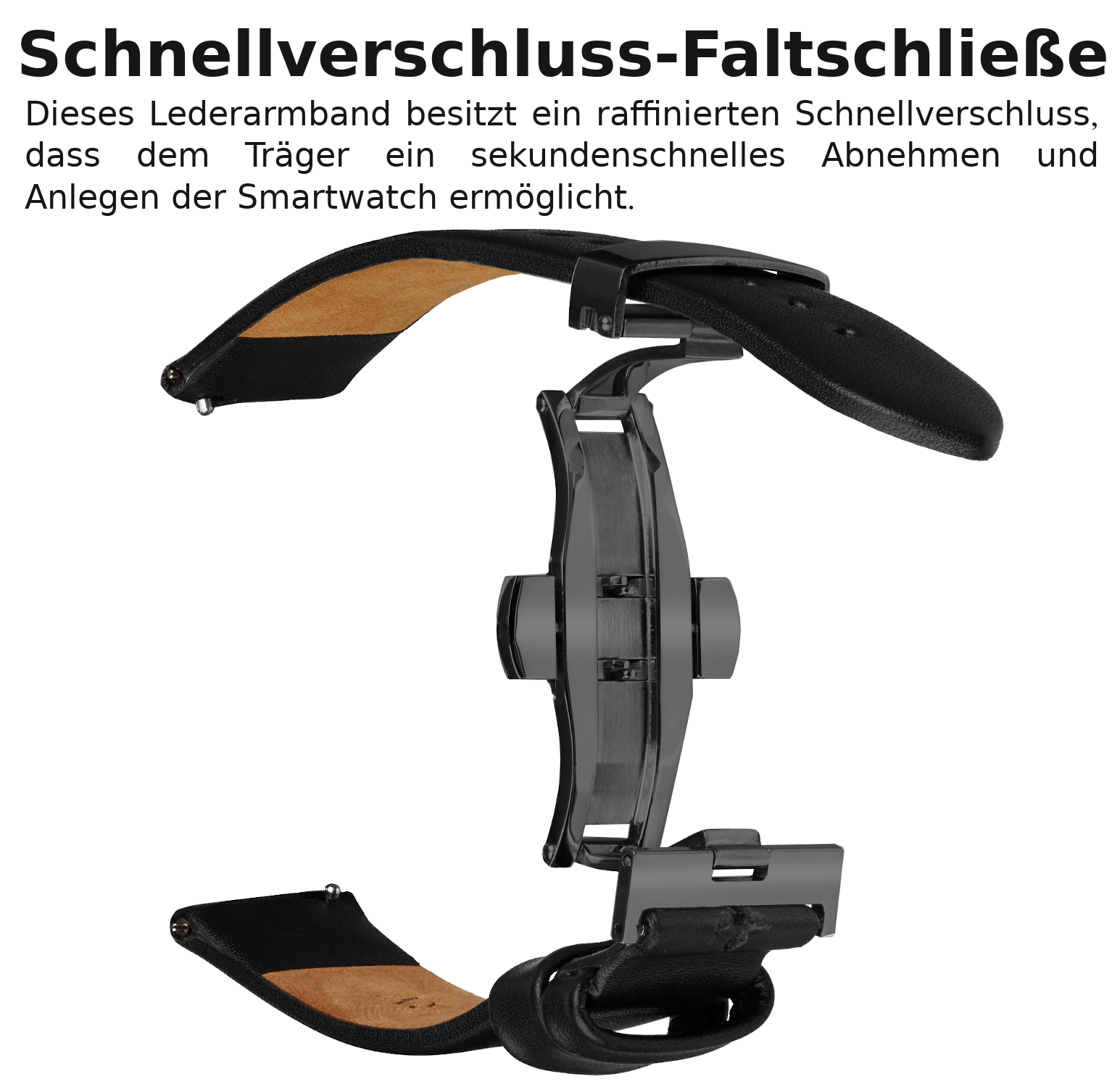 Wildery Ersatz Lederarmband mit Faltschließe für alle Samsung Watch Modelle